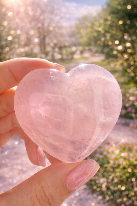 Rosenquarz Herz 5 cm aus Brasilien Premium-Qualität – rosa Quarz Naturstein