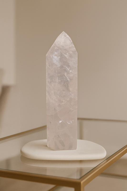 Rosenquarz Spitze 16 cm – Extra klare Premiumqualität in zartem Rosa aus Brasilien 