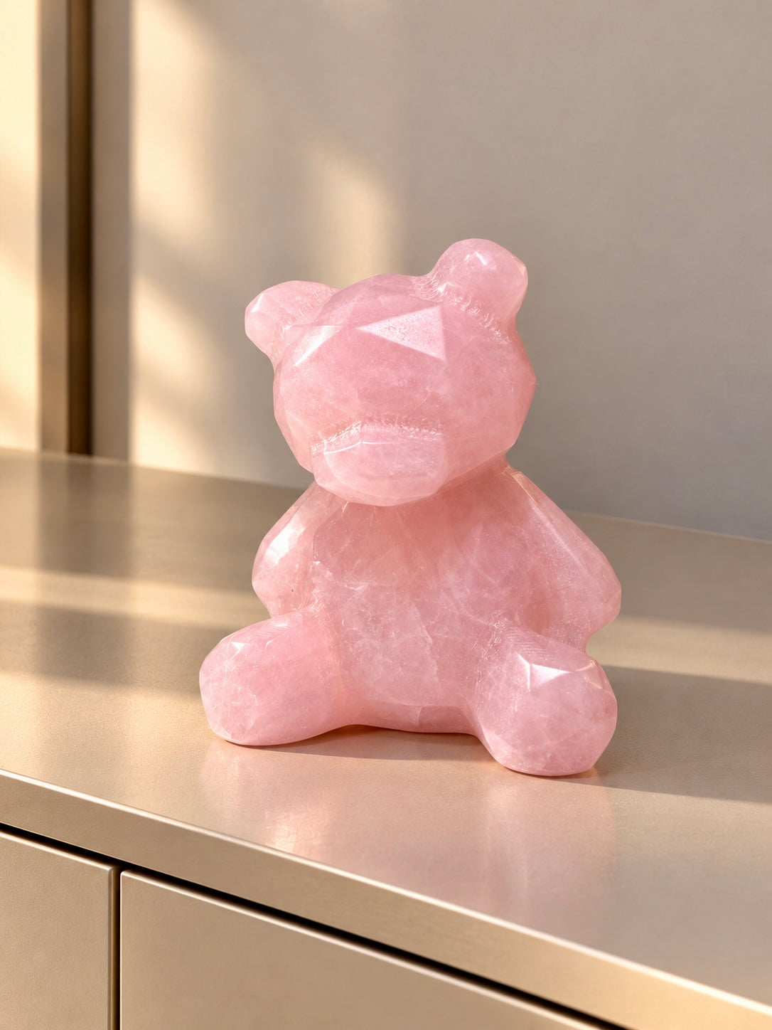 Rosenquarz Teddybär Kristall – 6,3 cm, ca. 140 g