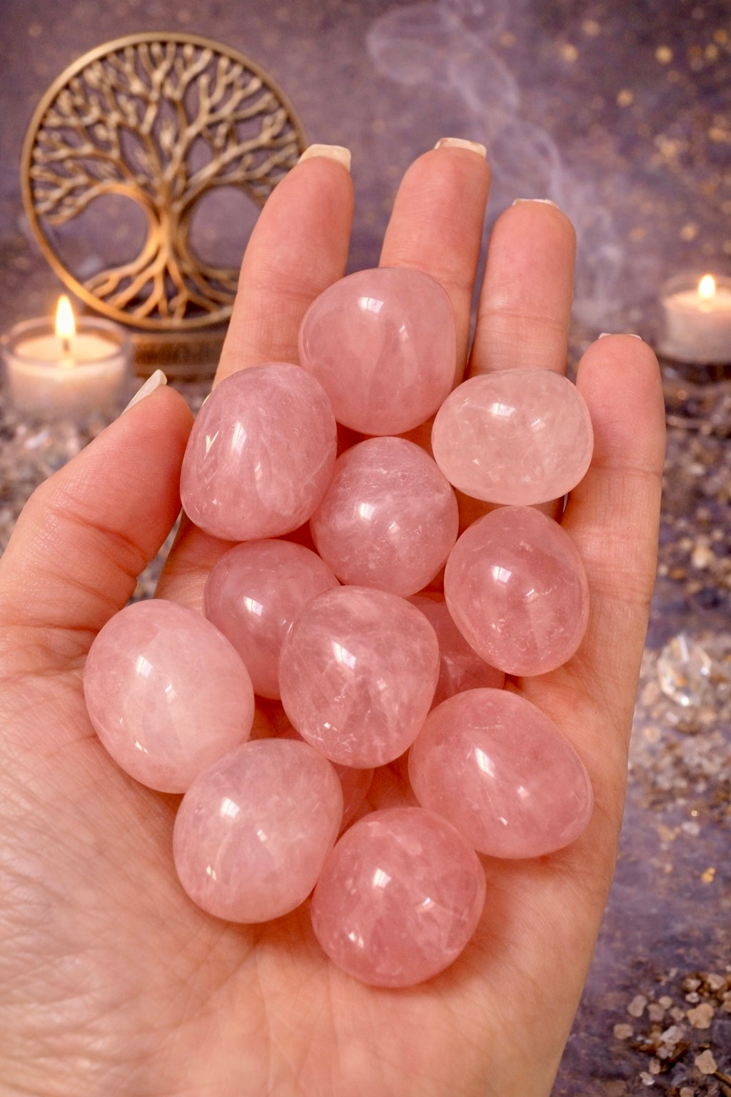 Rosenquarz Trommelstein 2 cm Premium-Qualität – natürlicher rosa Kristall