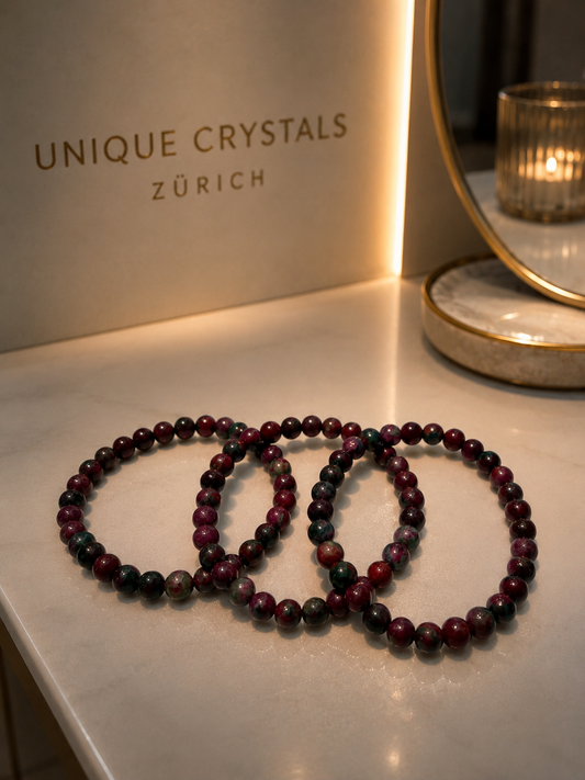 Rubin Zoisit Armband aus natürlichen 6 mm Edelstein-Perlen in Premium-Qualität