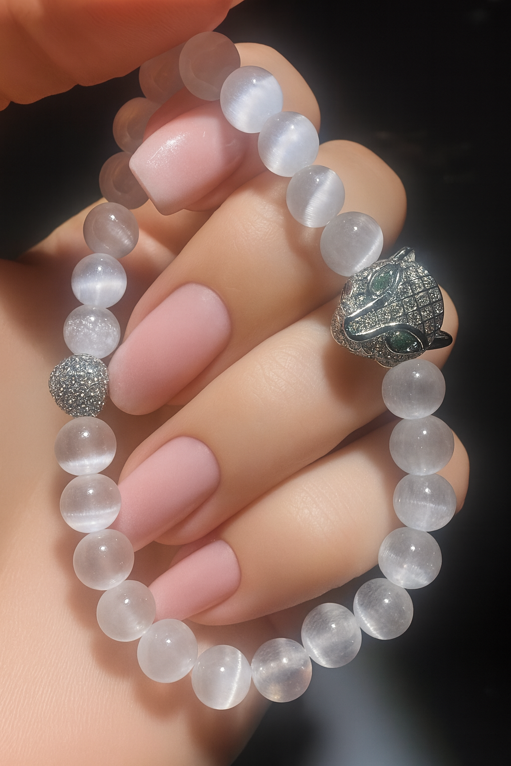 Selenit Armband mit Panther & Herz kaufen | UNIQUE CRYSTALS