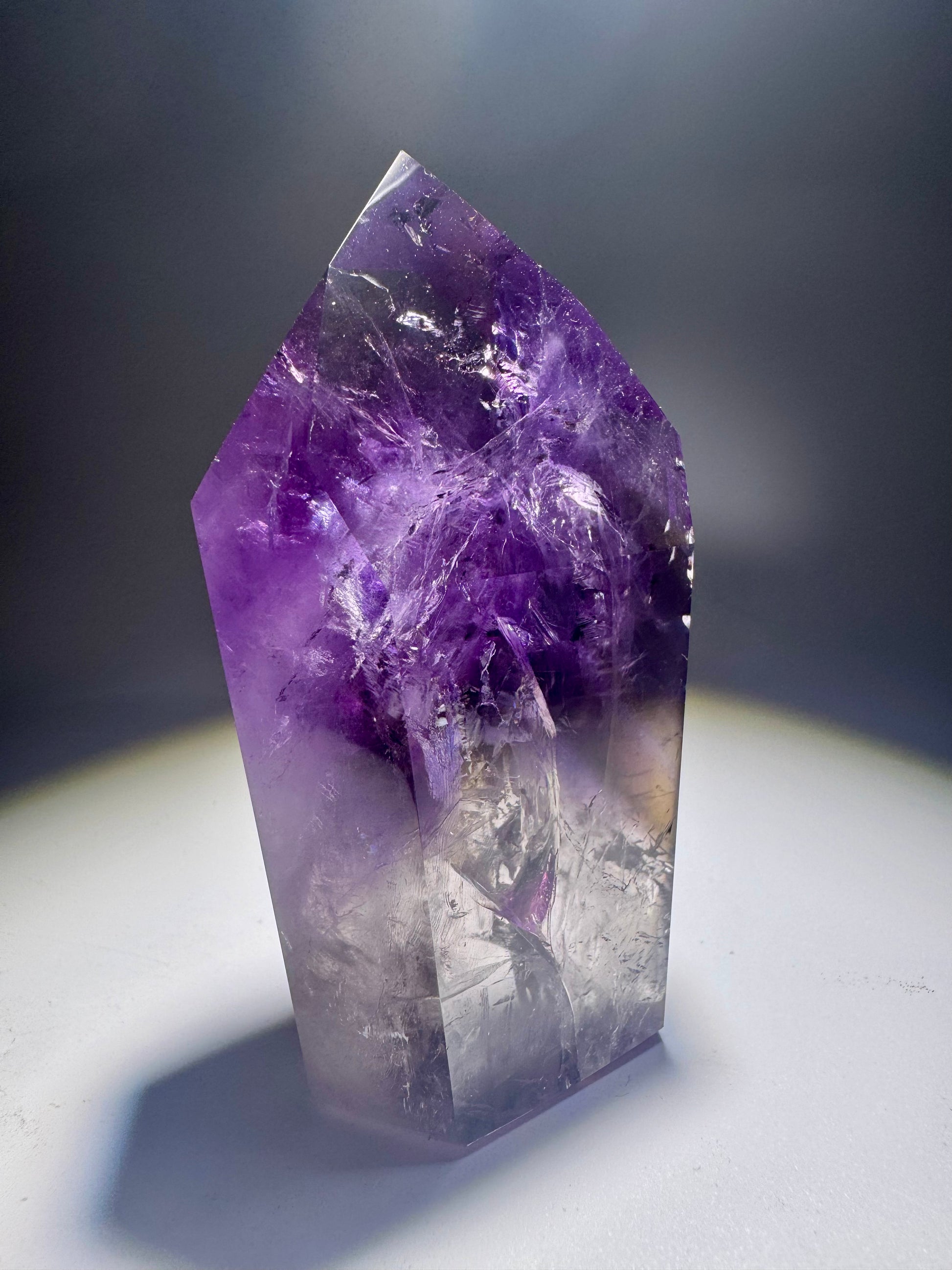 Seltene Amethrin Edelsteinspitze mit Citrin & Amethyst – Brasilien – 8 cm, 139 g