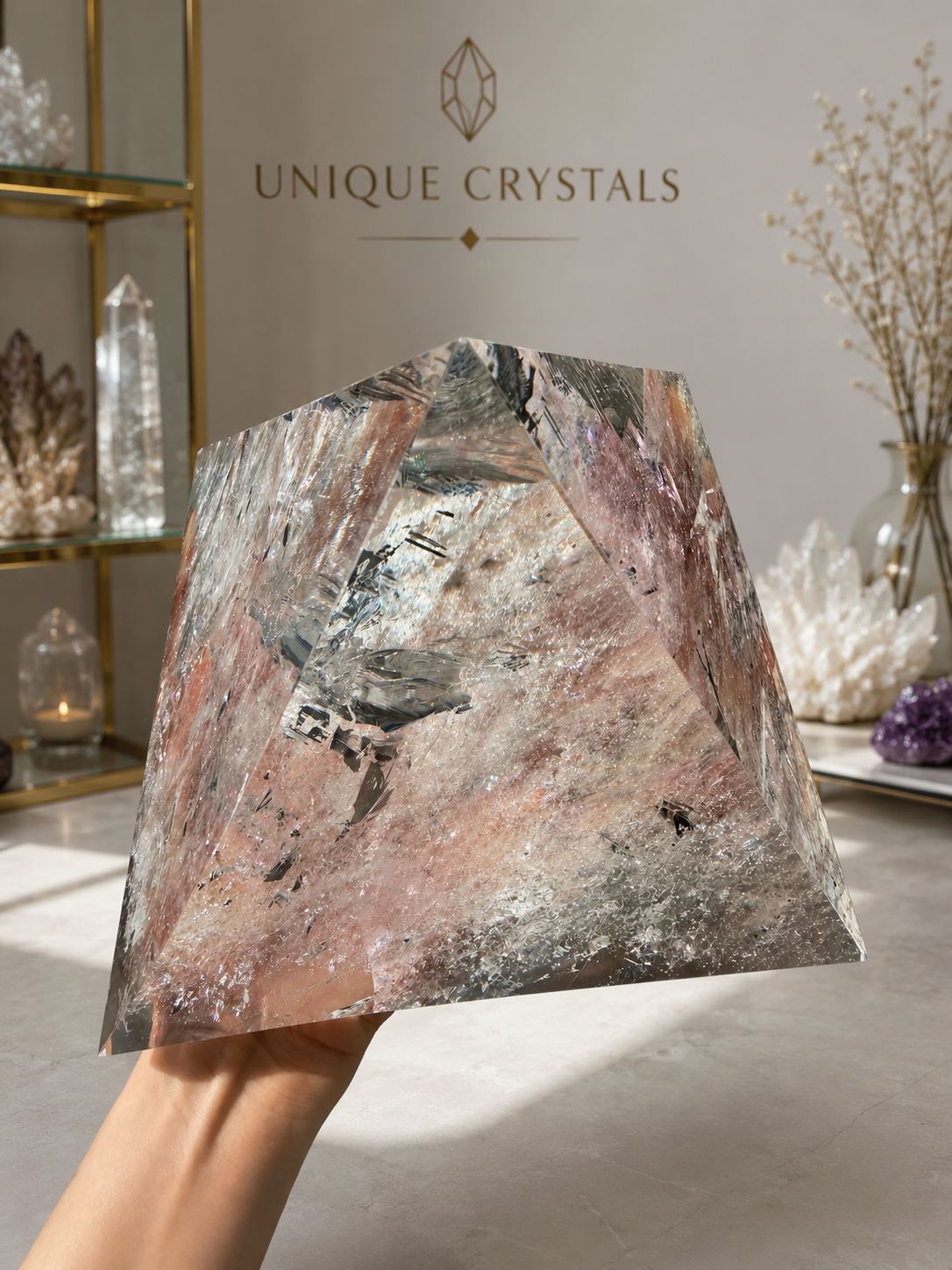Seltene Lemurian Pyramide mit 2,71 kg Gewicht und kraftvoller Energie