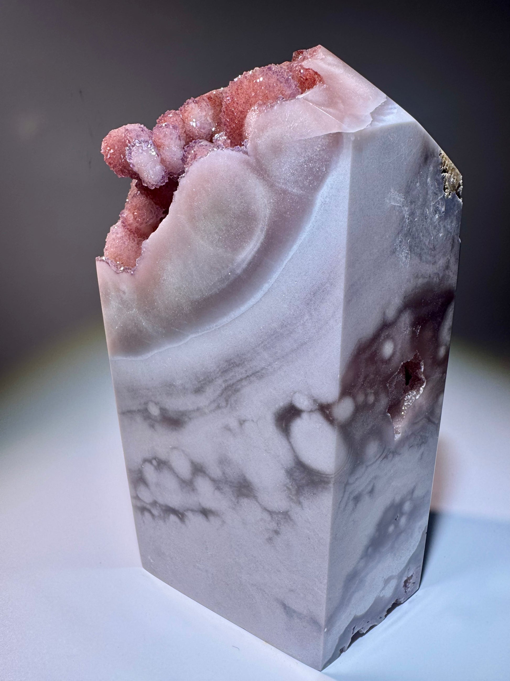 Seltene Pink Amethyst Spitze mit Kristallblasen 🫧 – direkt aus Brasilien – 17 cm hoch