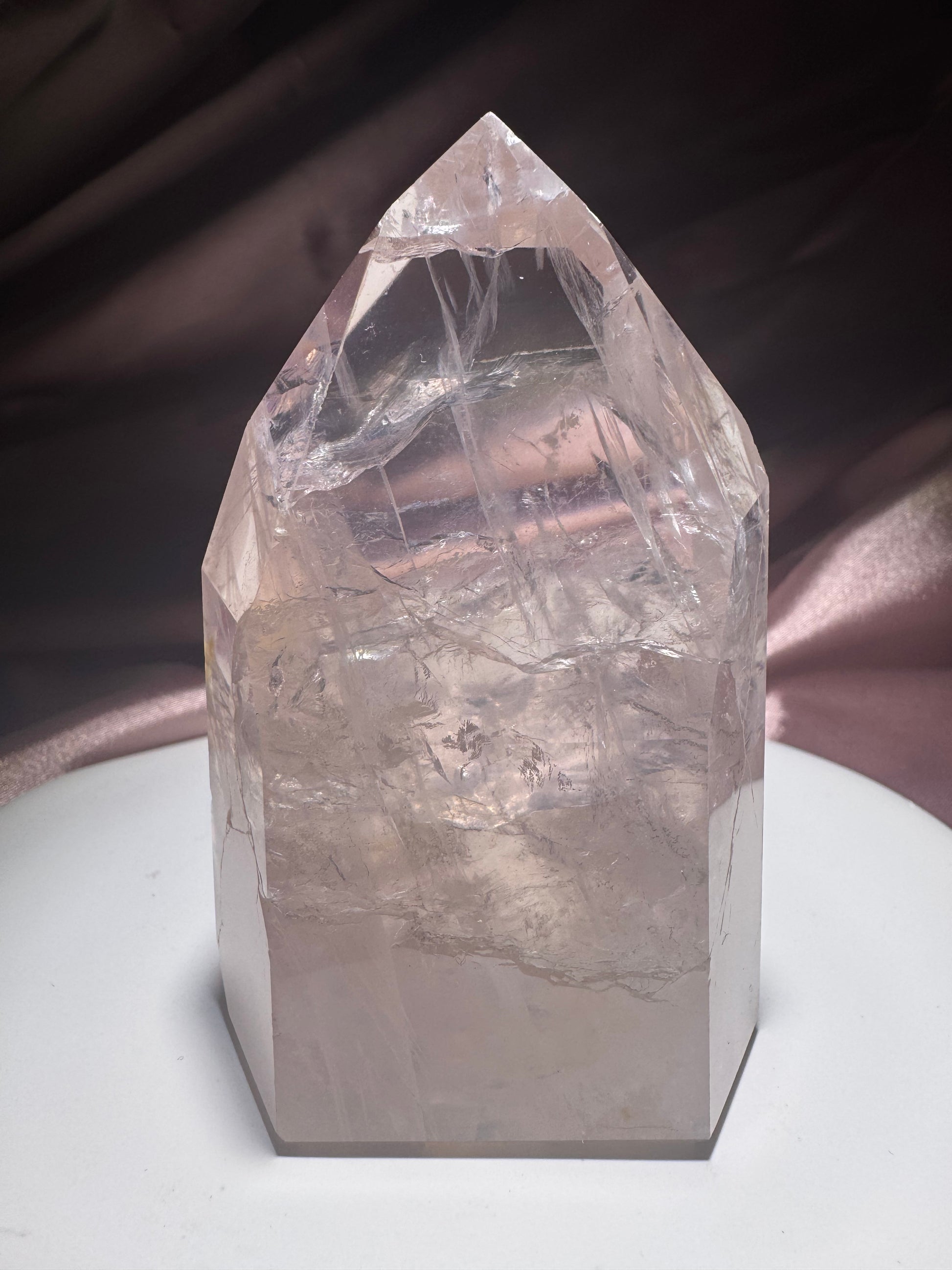 Seltene Qualität: Rosenquarz Spitze 9 cm