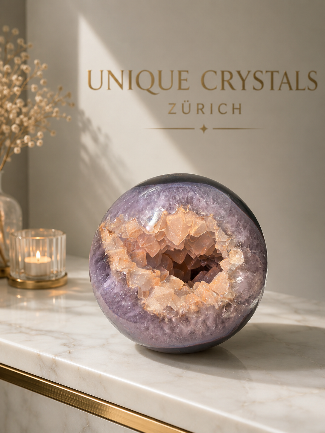 Seltene Sugary Amethystkugel aus Uruguay | Doppelkristallisation | 9 cm, 1.01 kg