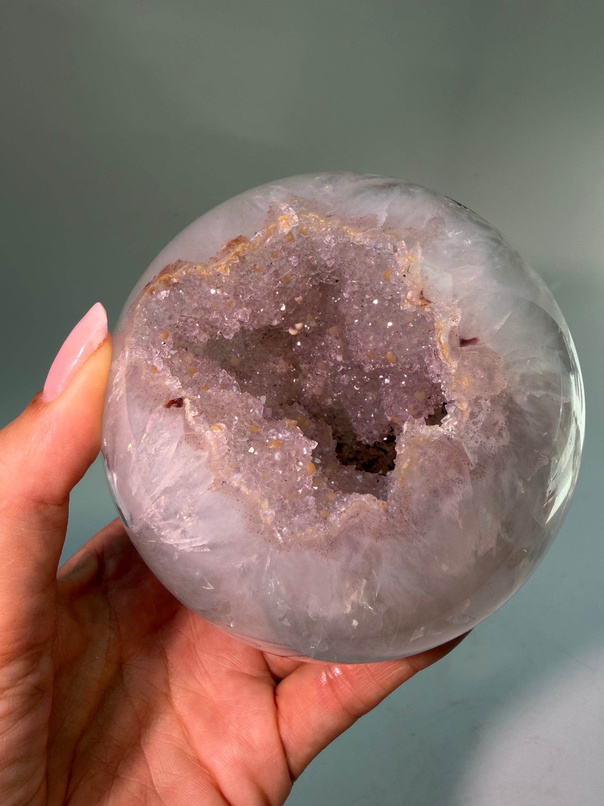 Spirituelle Pink-Sugar-Kristallkugel – 9,5 cm, 1,22 kg, Uruguay