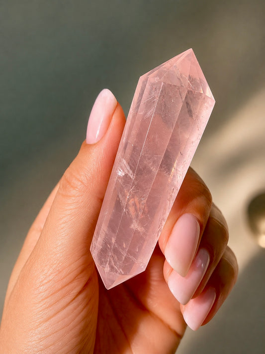 Spiritueller Vogel Cut Ice Rosenquarz aus klarem Premium-Rosenquarz