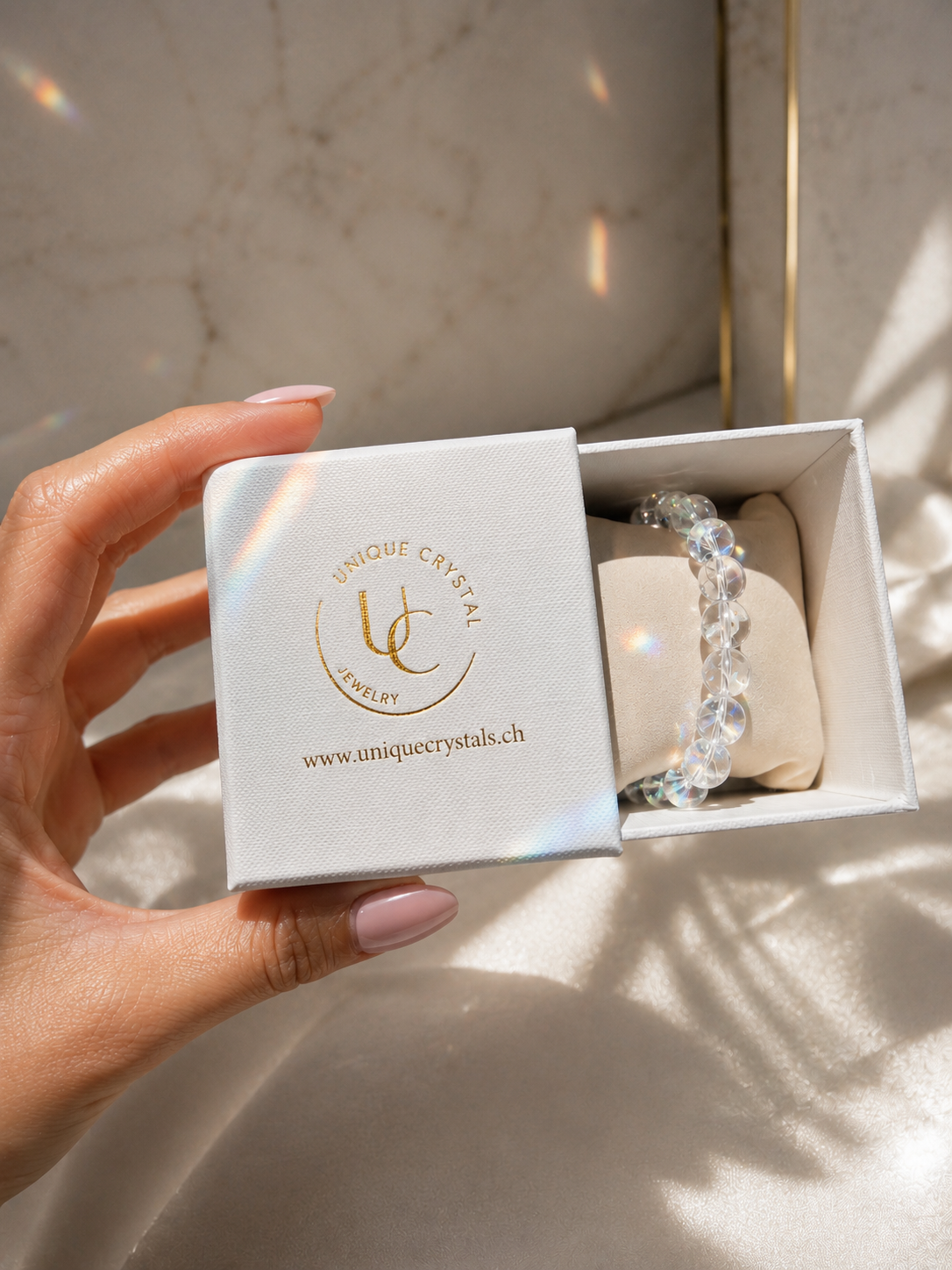 Spirituelles Azezulite Armband mit Lichtreflexen