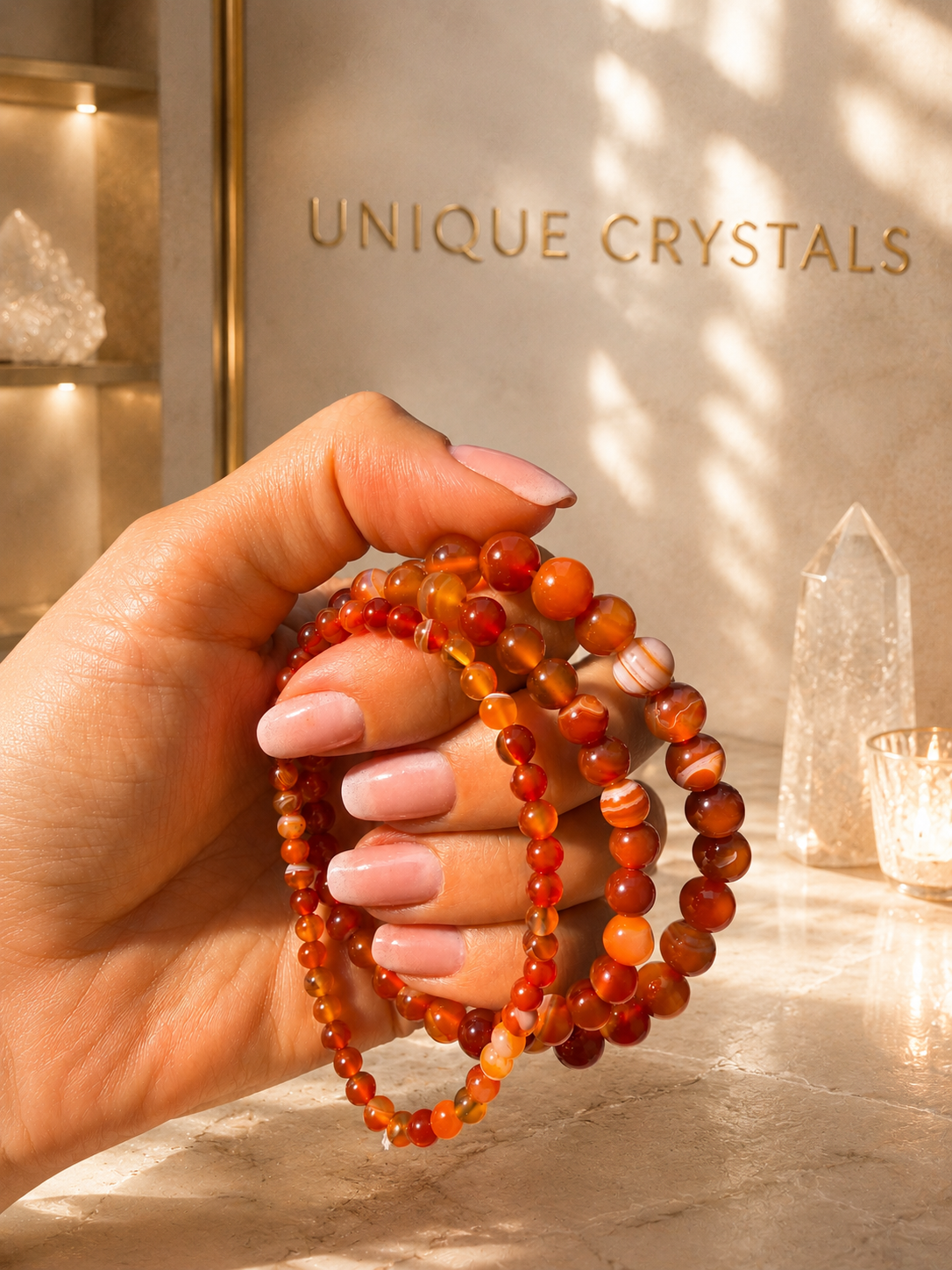 Spirituelles Karneol-Armband von Unique Crystals für Energie und Lebensfreude