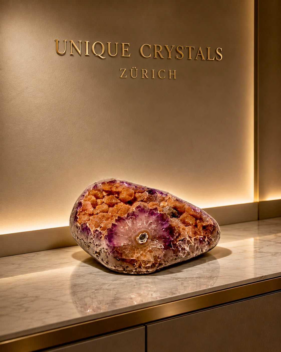 Sugar Amethyst mit Doppelkristallisation und Stalaktitenblume – 389 g – Uruguay