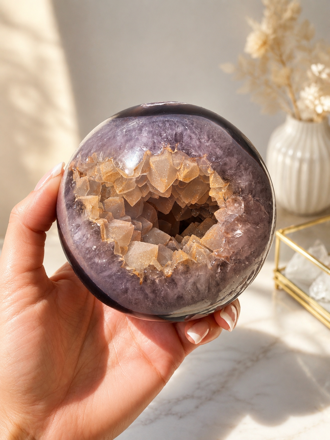 Sugary Amethystkugel aus Uruguay | Doppelkristallisation | 9 cm
