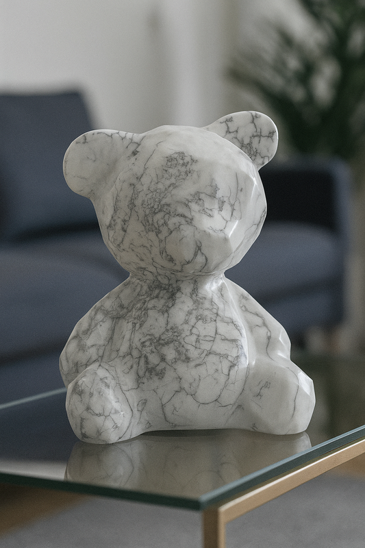 Teddy Bär Skulptur aus Howlite Kristall – 14 cm, 1.6 kg