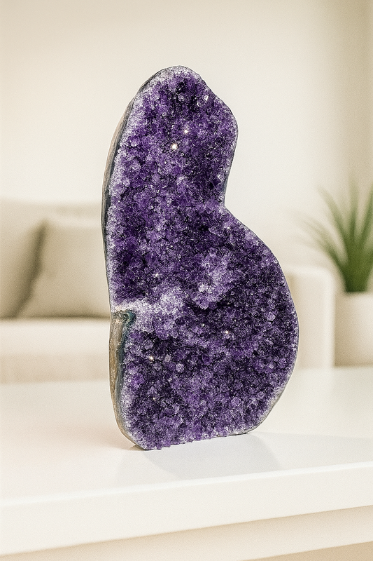 Tiefdunkler Amethyst mit blütenartigen Spitzen – 20 cm, 1.78 kg – aus Uruguay 