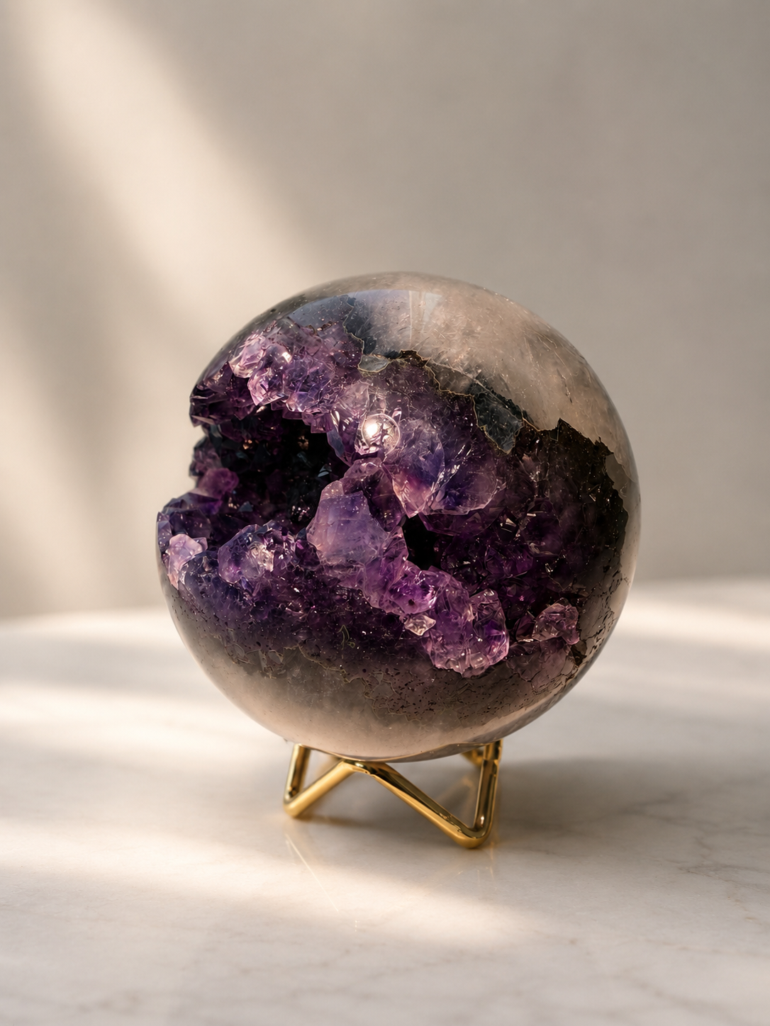 Tiefviolette Amethystkugel 10 cm - 1,38 kg Kristallkraft