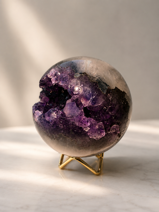 Tiefviolette Amethystkugel 10 cm - 1,38 kg Kristallkraft