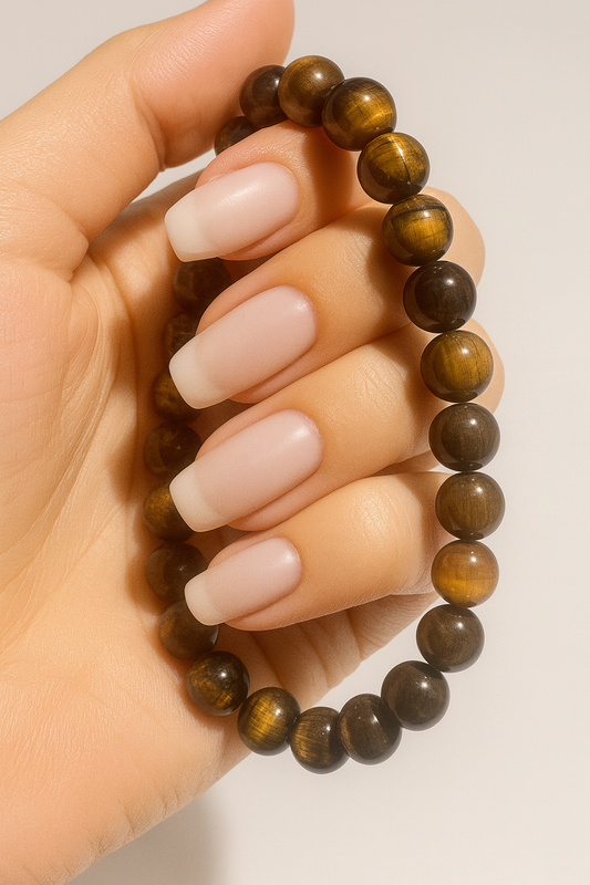 Tigerauge Armband 19 cm – Schutz & Stärke mit goldenem Edelstein aus der Natur 🐅💛