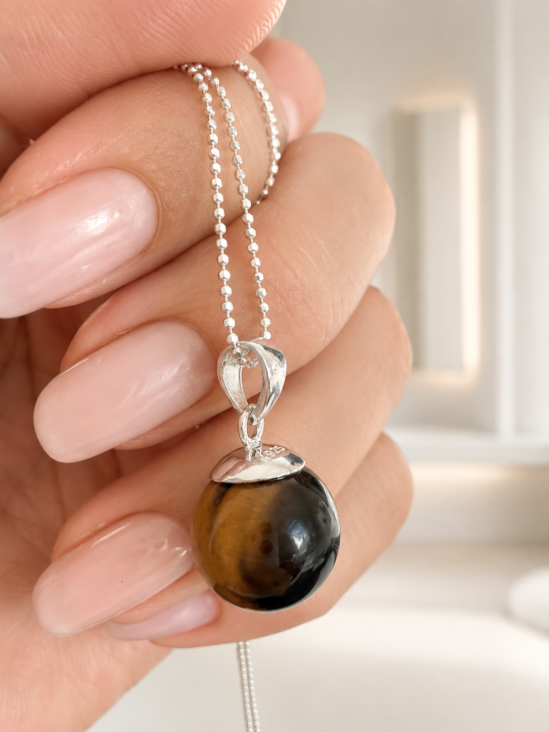 Tigerauge Schmuck Anhänger – Schutzstein & Erdung – 925 Silber