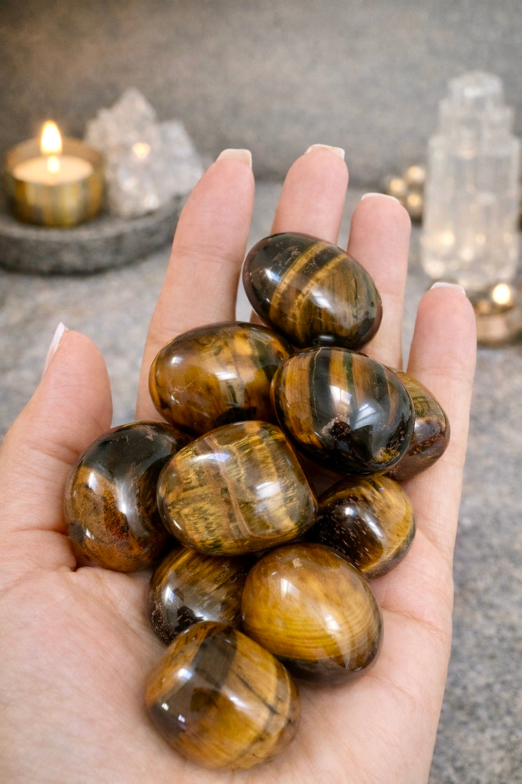 Tigerauge Trommelsteine 2,5 cm | Natürlicher Quarz
