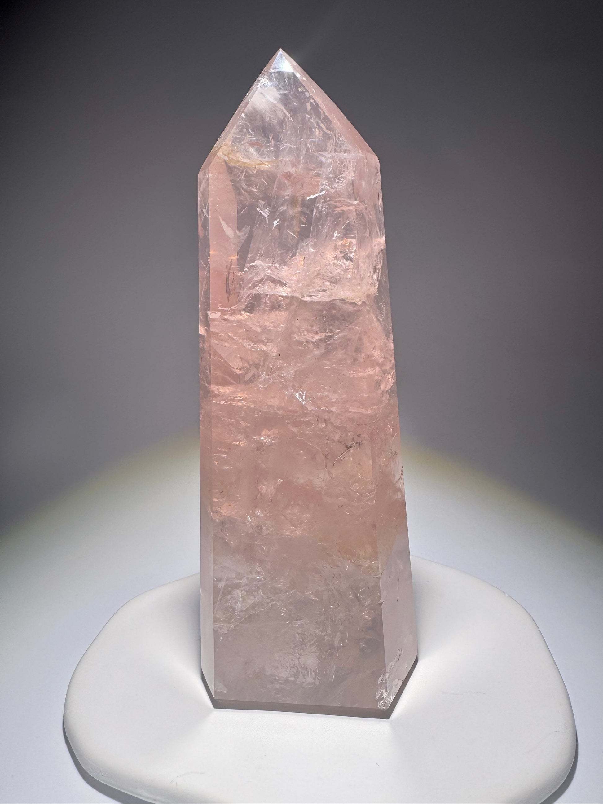 Transparente Rosenquarzspitze gross und selten