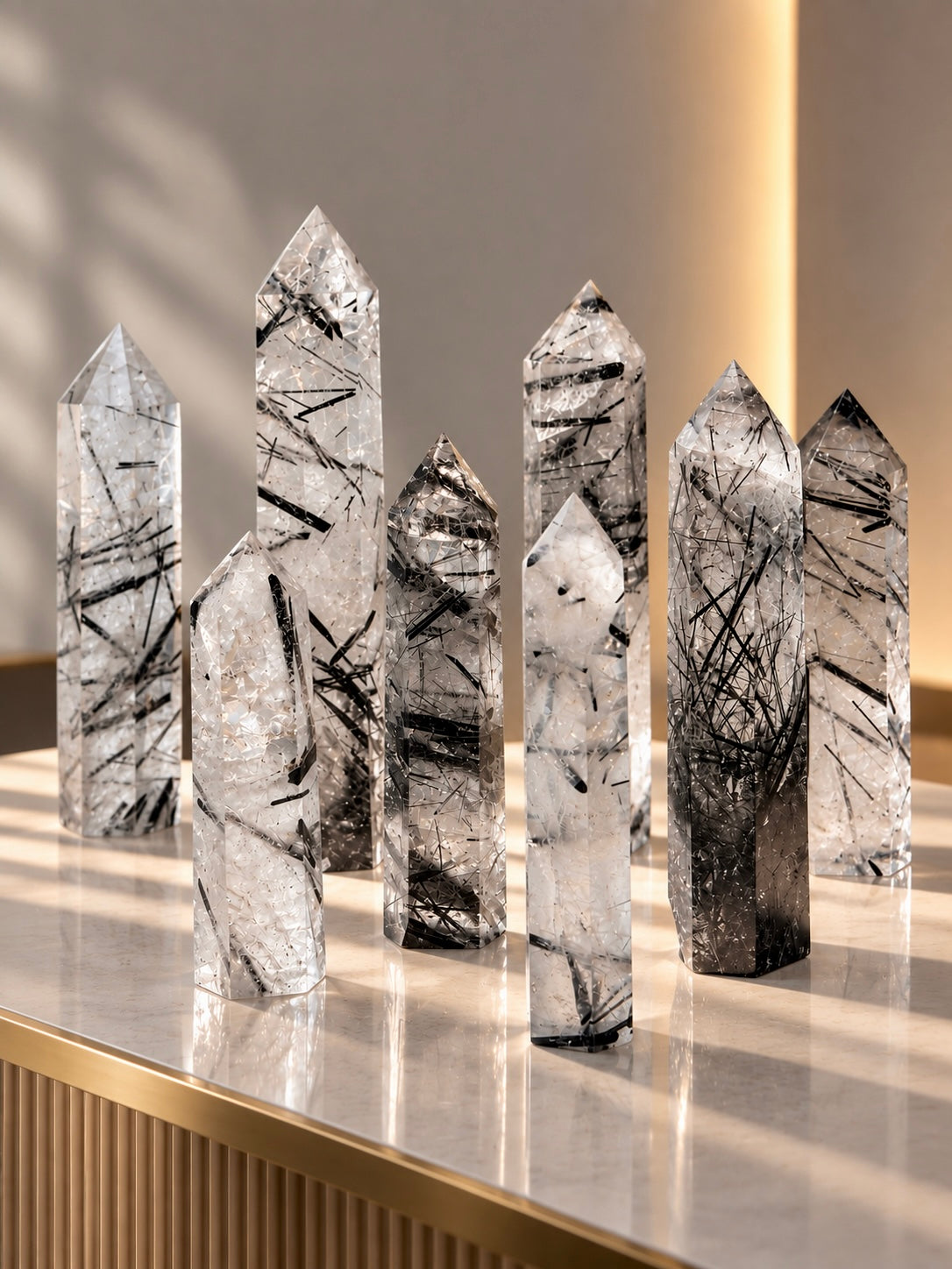 Turmalin-Bergkristall Spitze – einzigartiger Naturkristall mit dunklen Einschlüssen