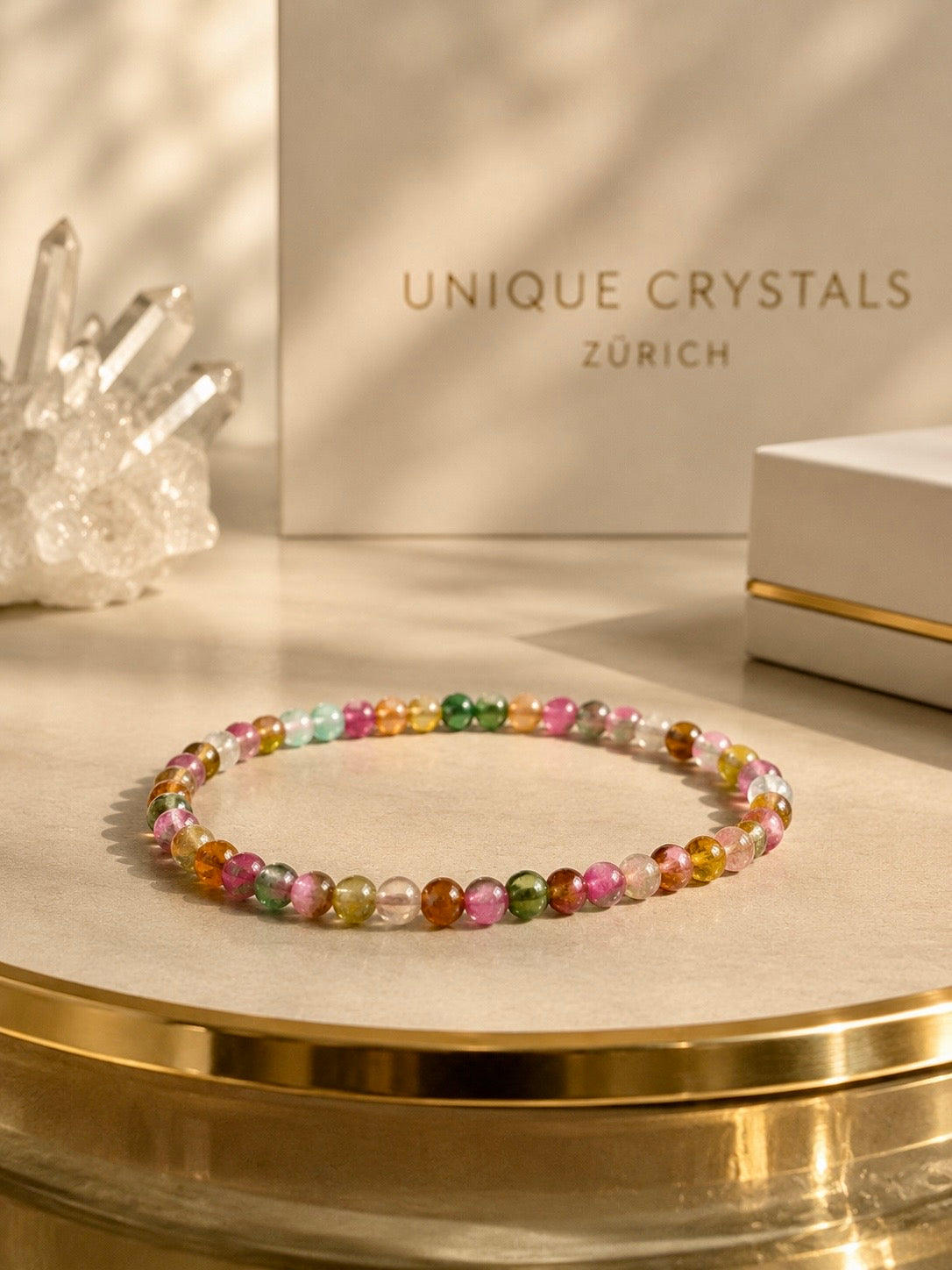 Turmalin Armband Multicolor, facettierte Perlen, 4 mm, 20 cm