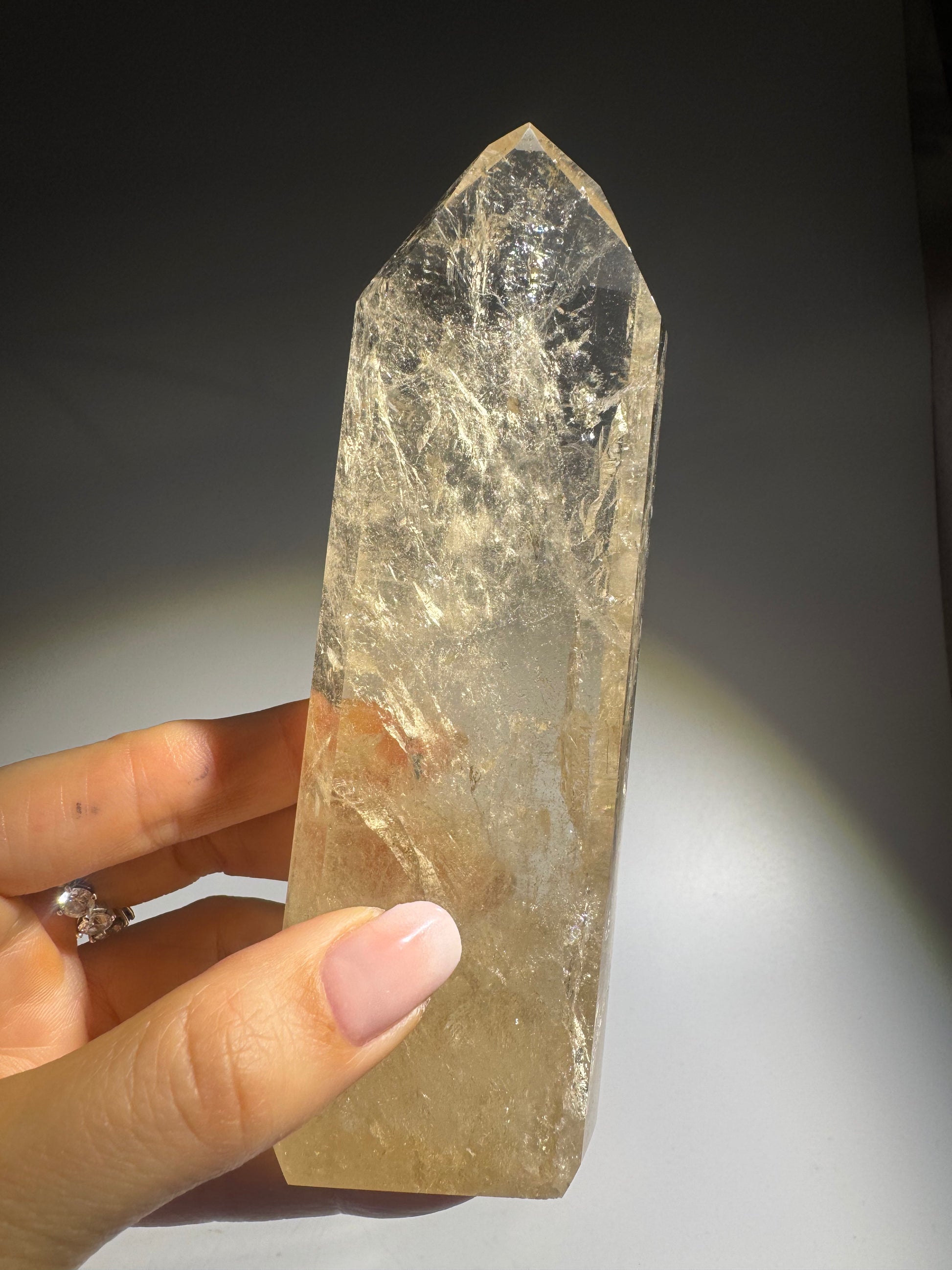 Ultraklare Citrin Kristallspitze 14,5 cm 260 g honiggelbe Transparenz