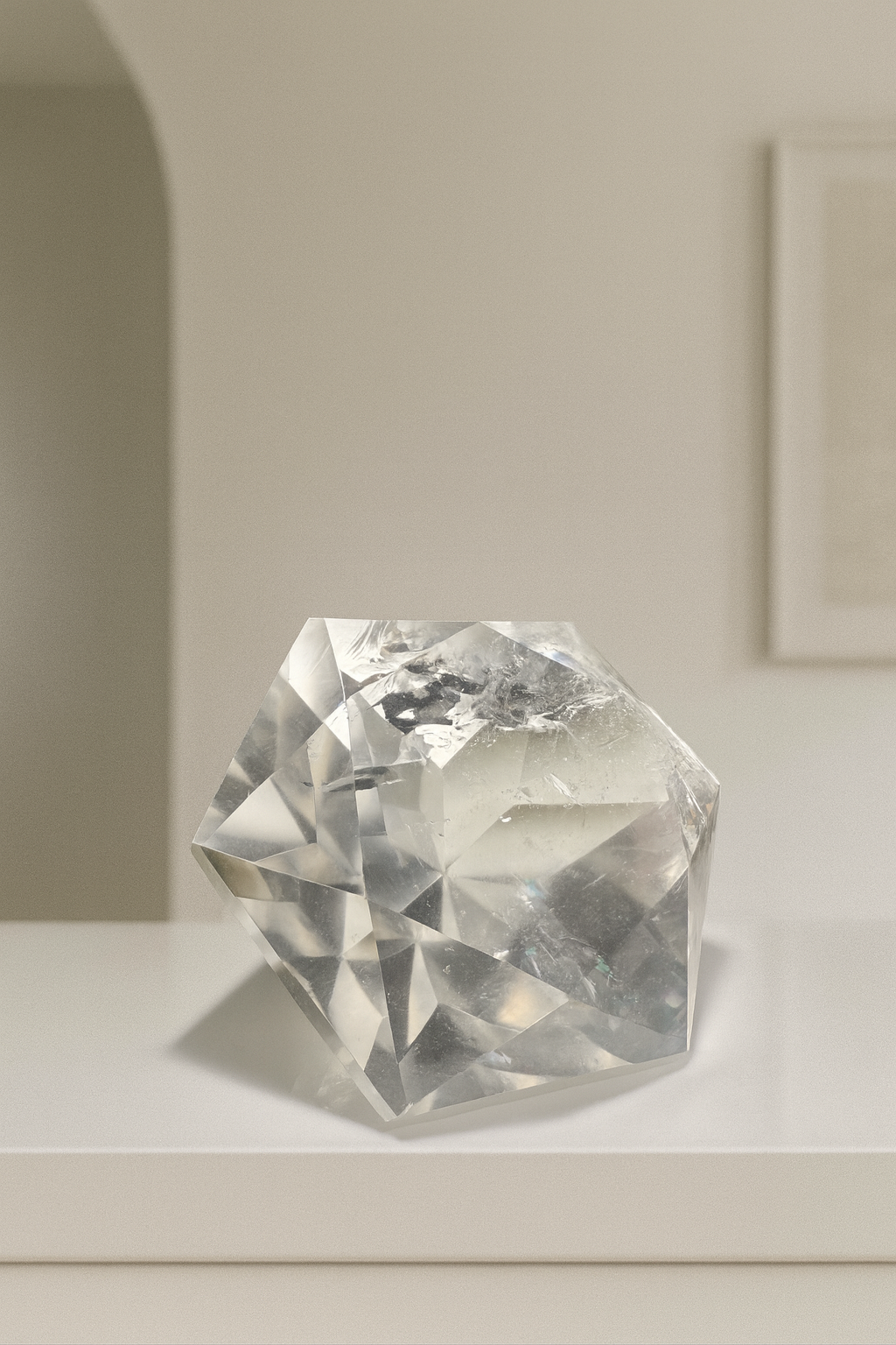 Ultraklarer facettierter Bergkristall 💎 6.2cm – Diamantschliff & Lichtspiel – 163g Edelstein aus Brasilien