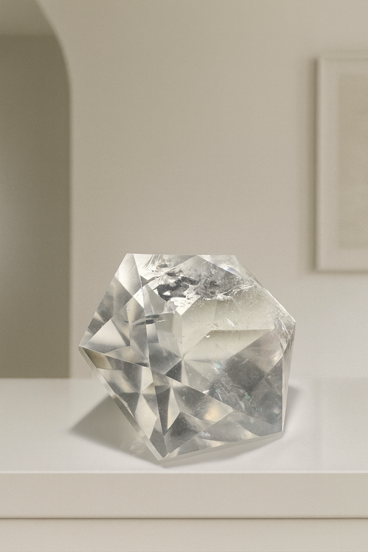Ultraklarer facettierter Bergkristall 💎 6.2cm – Diamantschliff & Lichtspiel – 163g Edelstein aus Brasilien
