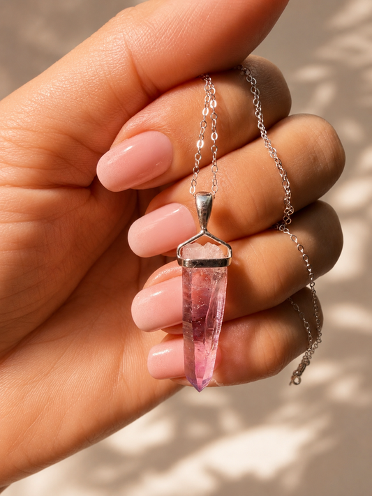 Vera Cruz Amethyst Anhänger mit lemurischen Linien, 925 Silber | UNIQUE CRYSTALS
