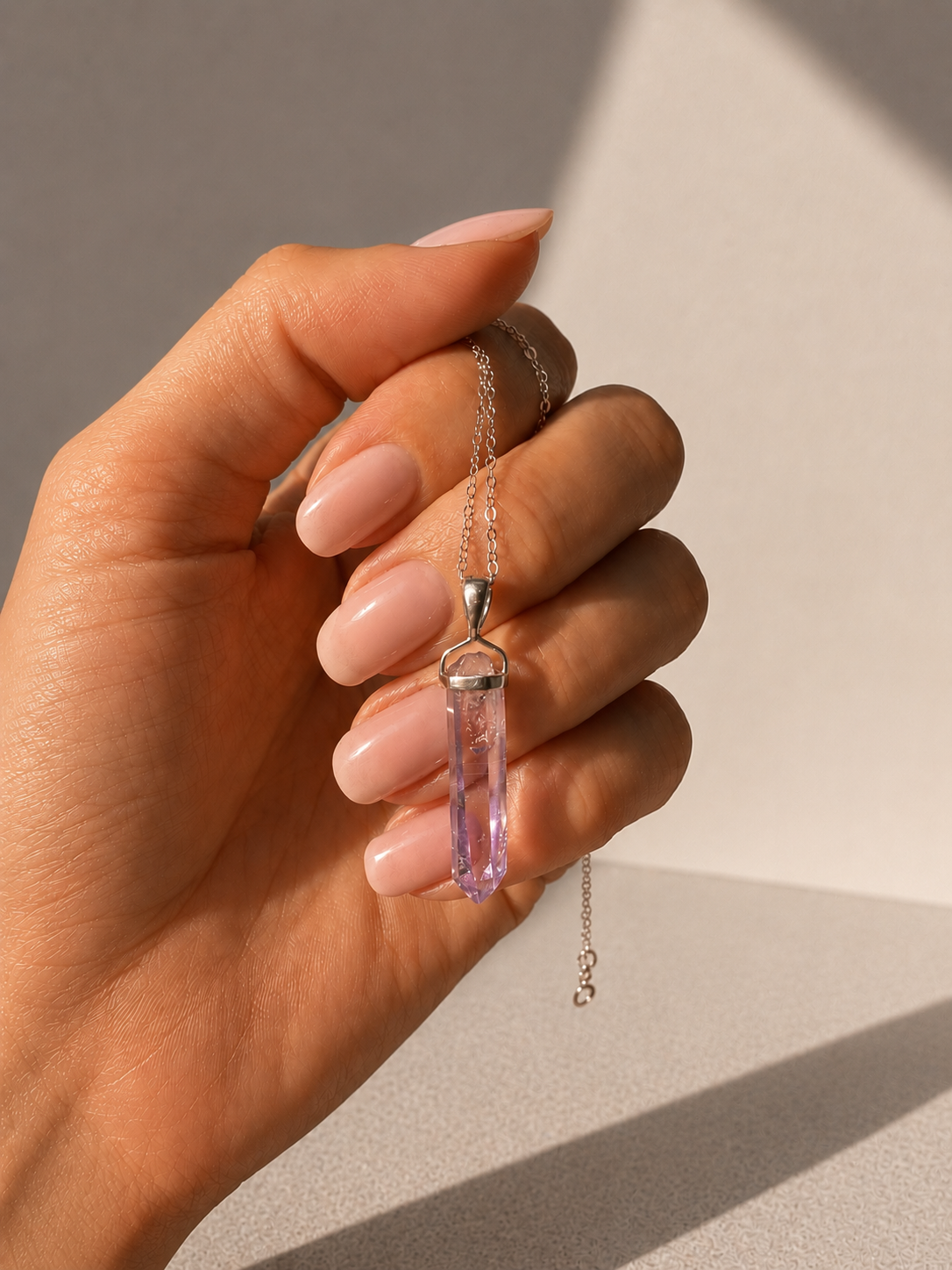 Vera Cruz Amethyst Kristallspitze mit lemurischen Linien, 925 Silber