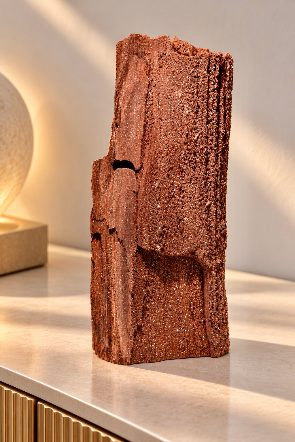 Versteinertes Holz aus Deutschland mit glitzernden Kristallen, seltenes Feenholz aus Zwenkau