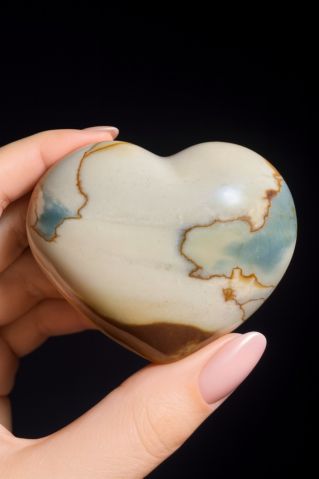 Wüstenjaspis Kristallherz Madagaskar – Handgeschliffenes Edelstein Herz