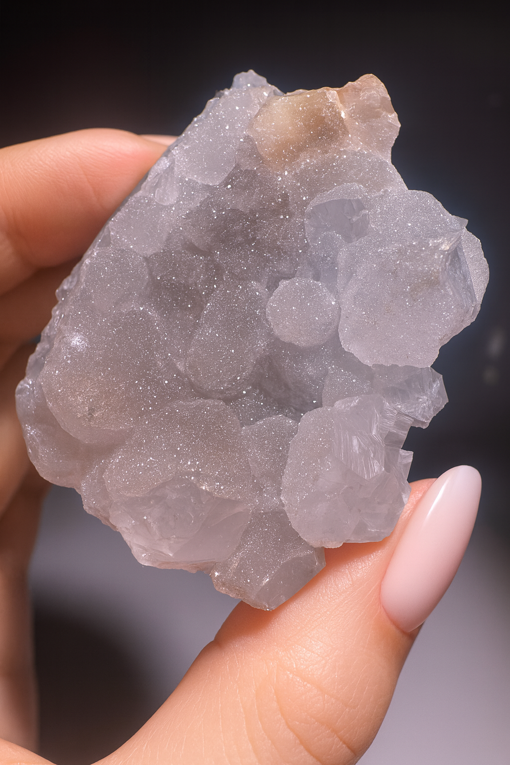 Weiss-zart-rosa Rainbow-Amethyst Rohstück kaufen – 5,1 cm, selten