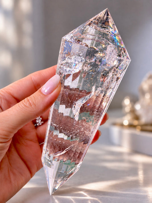 XL Lemurian Vogel Cut Kristall 17 cm 538 g Premium Qualität