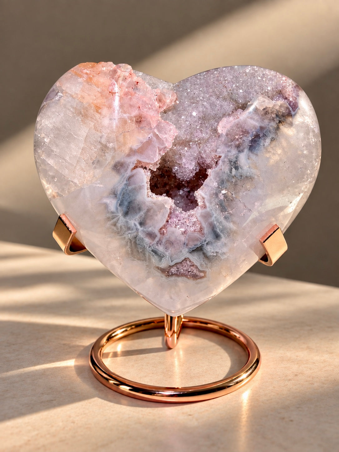 XXL Rainbow Amethyst Herz aus Uruguay – Lavendel Premium Qualität