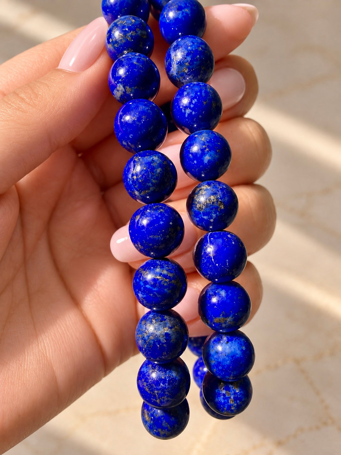 apislazuli Armband mit 7 mm Perlen, 18 cm, tiefblaues Edelsteinarmband