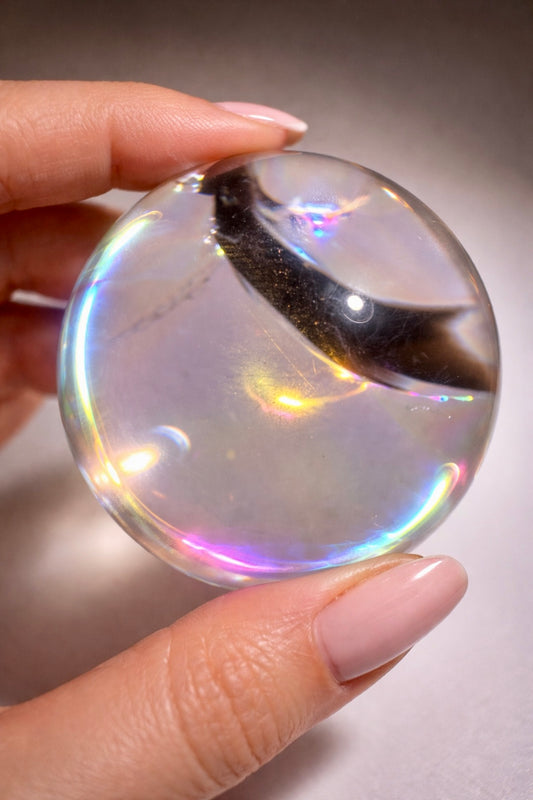 lemurianischer bergkristall kugel 5cm ultraklar regenbogen brasilien