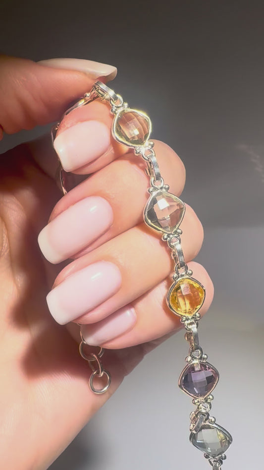 Armband Amethyst Citrin Prasiolith 925 Silber – Edelsteinarmband kaufen