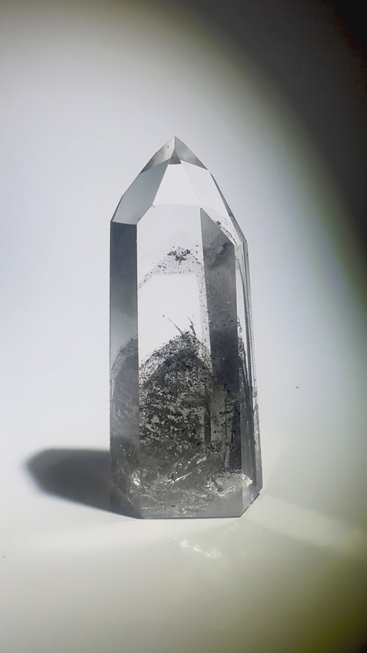 Schwarzer Phantom Lemurian Kristall (ultra klar) - 7.2cm, 83g