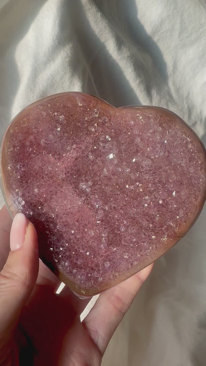 Pinkes Amethyst Herz – 11 cm, 497 g, Rainbow Kristalle aus Uruguay 💖