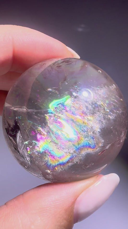 Rauchquarz Kugel kaufen – Regenbogen Kristallkugel aus Brasilien