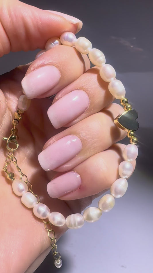 Süsswasserperlen Armband – Edelstahl vergoldet | Echte Perlen