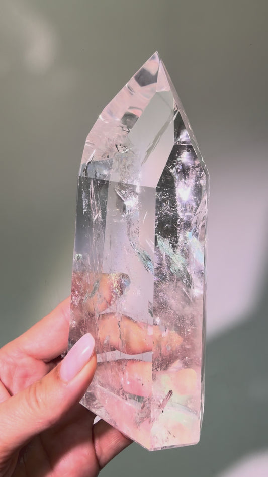 Extra clear Lemurian crystal 14 cm, 532 g – Bahia, Brazil