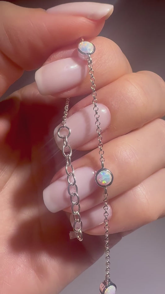 Armband mit echten Opalen – 925 Sterling Silber