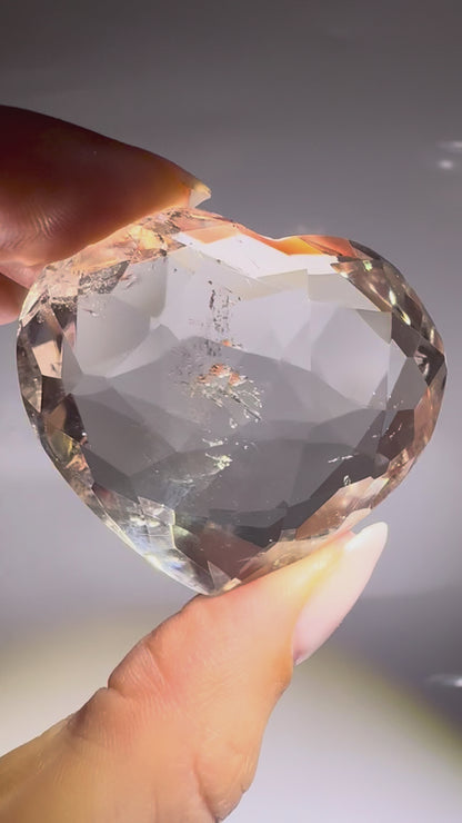 Facettiertes Lemurian-Herz 4,5 cm | Extra Qualität