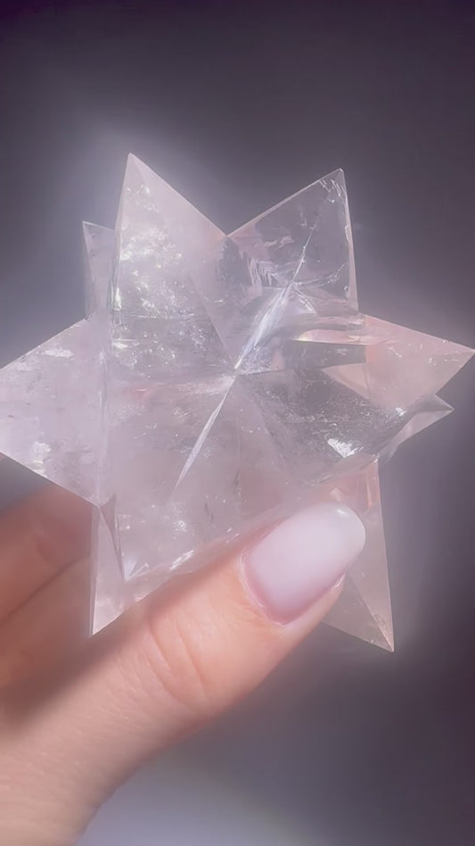 Exklusiver klarer Bergkristall Stern (Merkaba) – Sterntetraeder, Asteroid