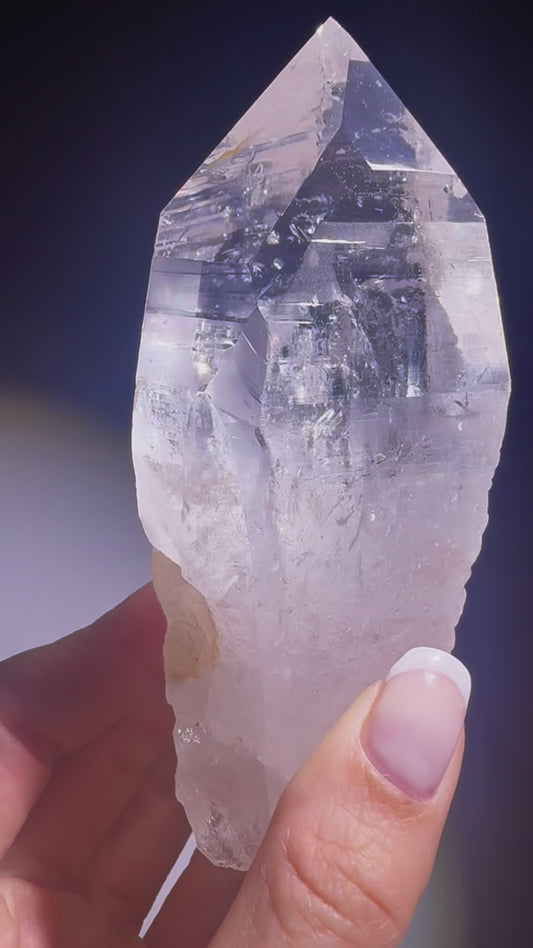 Lemurian Kristall 💎 11.3cm Klarer Quarz aus Brasilien, naturbelassen Heilstein 