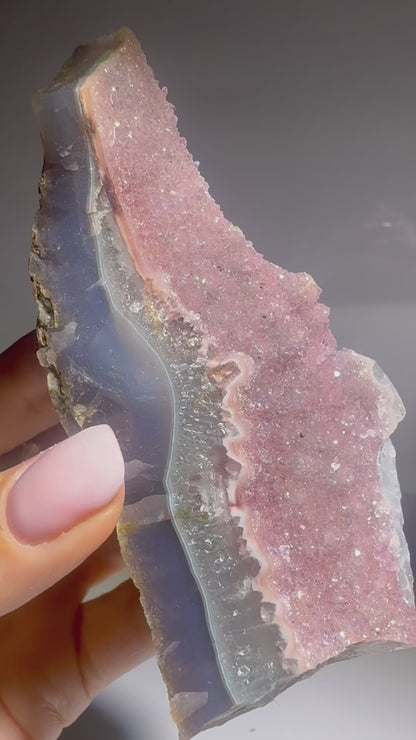 Rosa Rainbow-Amethyst Rohstück – 10,2 cm, feinste Doppelkristallisation 💖